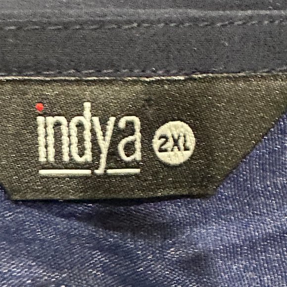 Indya Jumpsuit SS Boho Gypsy Ruffle Tier Legs Navy Metallic Floral Bollywood 2XL - Picture 2 of 11